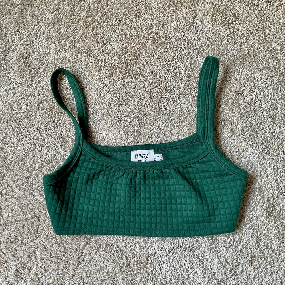 Princess Polly Emerald Waffle Knit Crop Top tank top - size 6